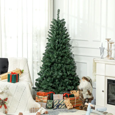 HOMCOM Árbol de Navidad Artificial 180 cm con 760 Ramas de Alambre de Memoria y Base Plegable Árbol de Navideño Verde