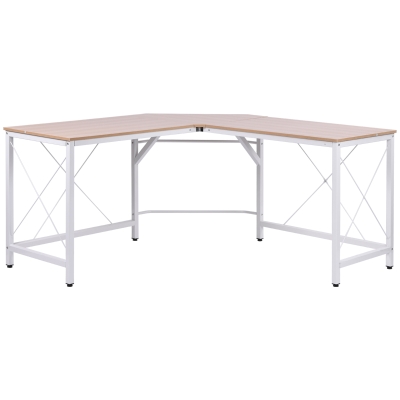 HOMCOM Escritorio Esquinero Moderno con Marco de Acero Carga 70 kg para Oficina Hogar Estudio 150x150x76 cm Roble
