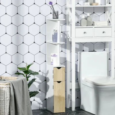 kleankin Colonna Bagno Salvaspazio con 2 Armadietti e 2 Ripiani