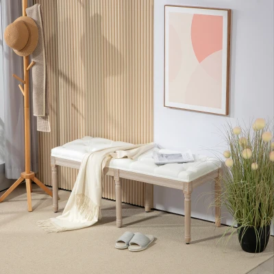 Bed End Bench 117cmx40cmx48cm Cream White