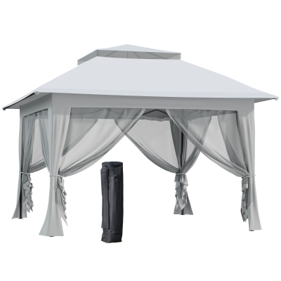 Outsunny Pop Up Gazebo Grey 3.6x3.6m with Netting