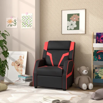 AIYAPLAY Kids Recliner Chair PU Leather Black 3-9 Years