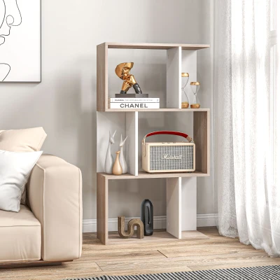 HOMCOM Scaffale libreria 60cm x 24cm x 111.4cm Bianco Naturale- 3 ripiani