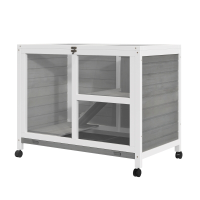 PawHut Conigliera 91.5cm x 53.3cm x 73cm Grigio