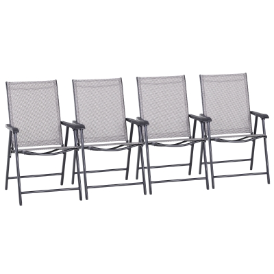Outsunny Set of 4 Folding Garden Chairs Metal Grey