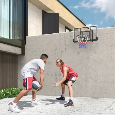 SPORTNOW Basketballkorb für Wandmontage, gefederter Korb, bruchsichere Rückwand, Schwarz