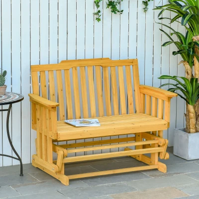 Outsunny Banc Jardin Bois Sapin Bascule 2 Places Rural