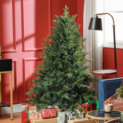 HOMCOM 5ft Artificial Christmas Tree 1309 Tips Green