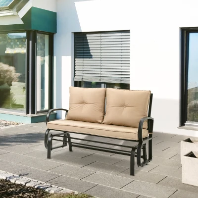 Outsunny Panchina a dondolo 122cm x 70cm x 87cm Khaki