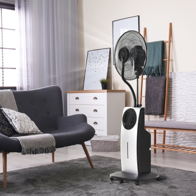HOMCOM Ventilatore con nebulizzatore 44.5cmx 135cm Nero