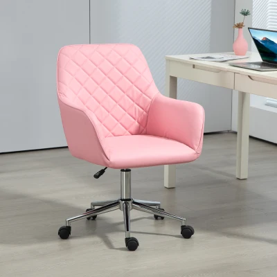 Vinsetto Office Swivel Chair Pink Leather-Feel Adjustable