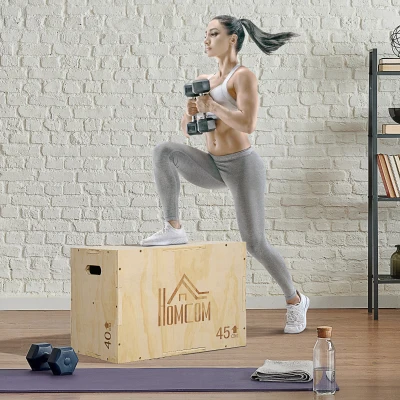 HOMCOM Box Jump 3 en 1 Bois Fitness