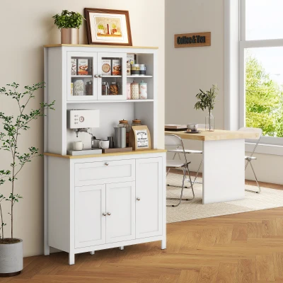 HOMCOM Dispensa Cucina con Cassetti Ripiani e Scaffali Bianco