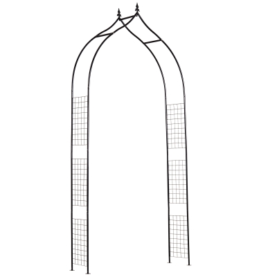 Outsunny Vintage Steel Garden Arbor Black 2.5m