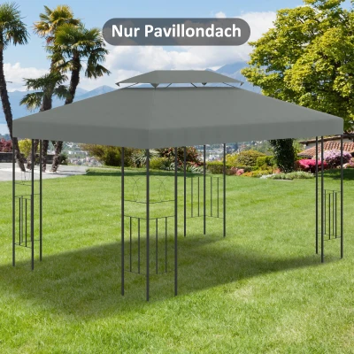 Outsunny Ersatzdach für Metallpavillon 3x4m wasserabweisend Pavillondach für Gartenpavillon Partyzelt Gartenzelt Polyester Dunkelgrau