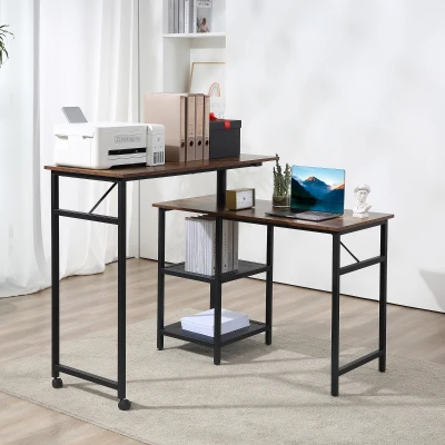 Bureau d'Angle Bois/Métal Design Industriel Noir