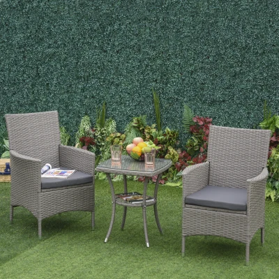 Outsunny Set salottino da giardino 60cm x 58.5cm x 89.5cm Grigio