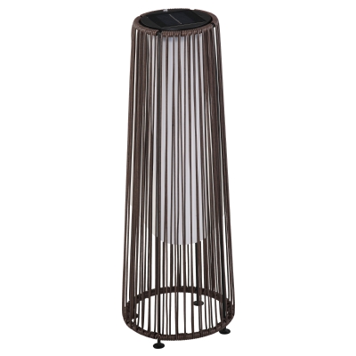 Outsunny Lanterna Solare da Giardino in Rattan Ø21.5x61cm Marrone