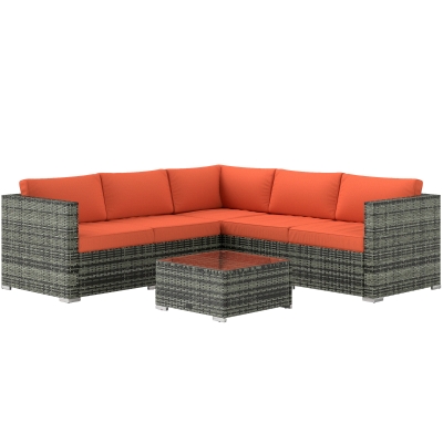 Rattan Sofa Set 124cm x 66cm x 62cm Orange