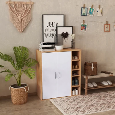 HOMCOM Scarpiera 80cm x 32cm x 91cm legno, bianco