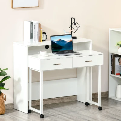 HOMCOM Scrivania 100cm x 36cm x 88 Bianco