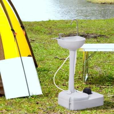 Outsunny Portable Handwash Sink with Wheels & Soap Dispenser