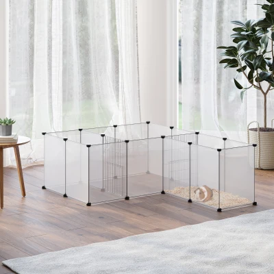 PawHut 18-Panel Pet Playpen for Guinea Pigs & Hedgehogs - White