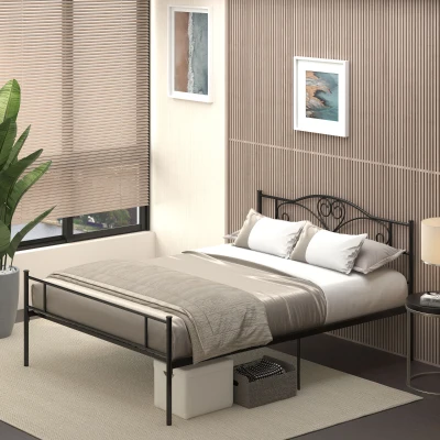 HOMCOM Struttura letto 145cm x 211cm x 106cm Nero