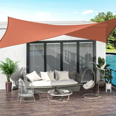 Outsunny Tenda a Vela Rettangolare 4x6m in PE Acciaio Inox Rossa