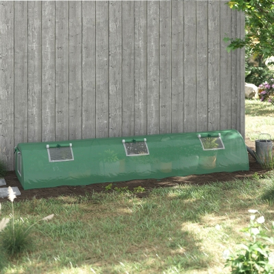 Outsunny Foliengewächshaus, wetterbeständig, UV-beständig, Folientunnel, 300 cm x 80 cm x 45 cm, Grün