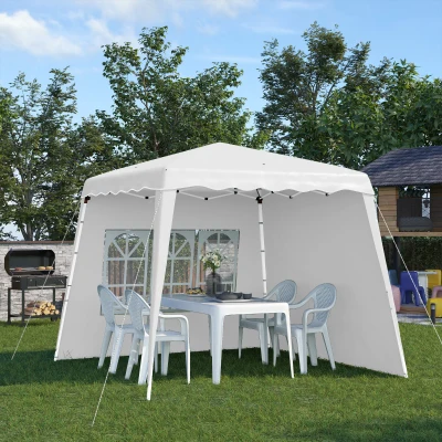 Outsunny Pop Up Pavillion Faltpavillion, inkl. Fernstern, wetterbeständig, 240 x 240 x 250 cm, Weiß