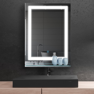 HOMCOM Miroir LED Tactile avec Étagère 50x4x70cm