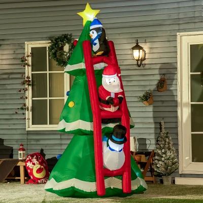 Outsunny Albero di Natale Gonfiabile con Babbo Natale e 7 Luci