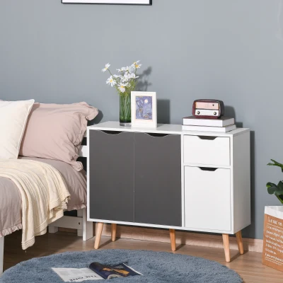 HOMCOM Storage Cabinet with Drawer Grey  Bedroom & Office