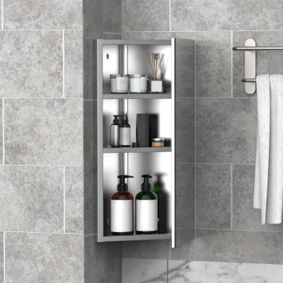 HOMCOM Armadietto angolare bagno 30cm x 18.4cm x 60cm Argento
