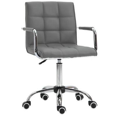 Vinsetto PU Leather Office Chair Grey Mid Back Swivel