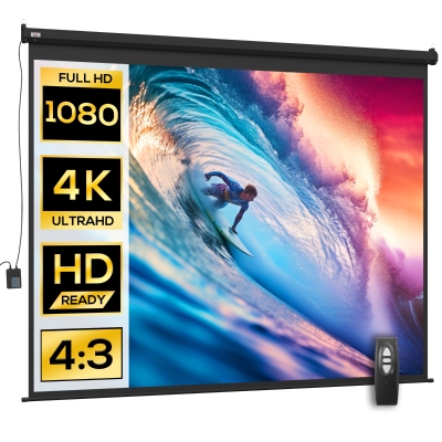 HOMCOM Telo Proiettore 120" Formato 4:3 con Telecomando Nero