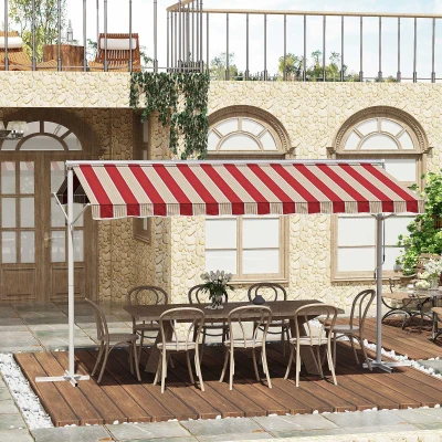Outsunny Store Manuel 2.95x2.95m Rouge/Blanc Rayé