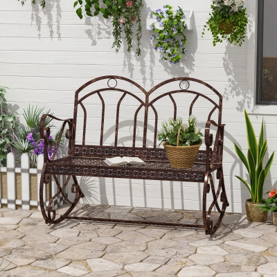 Outsunny Banc à Bascule en Bronze 2 Places Style Vintage