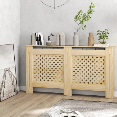 HOMCOM Cubreradiador de MDF Cubierta para Radiador para Salón Dormitorio Pasillo 152x19x82 cm Roble