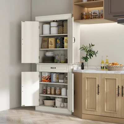 HOMCOM Kitchen Cupboard Freestanding Storage 180cm White