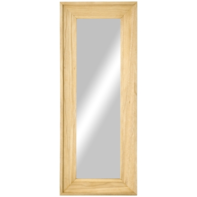 HOMCOM Wandspiegel 150 cm x 60 cm x 4,5 cm Ganzkörperspiegel Spiegelglas Tannenholz Natur