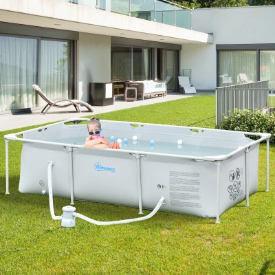 Outsunny Piscina fuoriterra 252cm x 152cm x 65cm Grigio