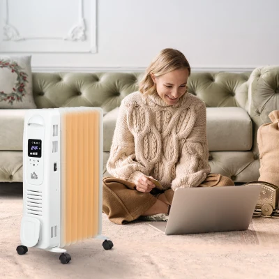 HOMCOM 2000W Oil Filled Radiator Portable Heater White
