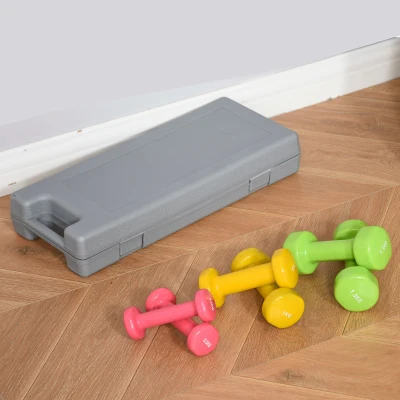 HOMCOM Juego de 6 Mancuernas Hexagonales de 1,5kg 1kg y 0,5kg con Revestimiento de Neopreno con Maletín 43x18x7,5 cm Multicolor
