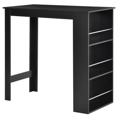 HOMCOM Mesa Alta de Bar, Mesa de Cocina con 3 Estantes Laterales, Estilo Moderno, para Comedor, Salón, 112x57x106 cm, Negro