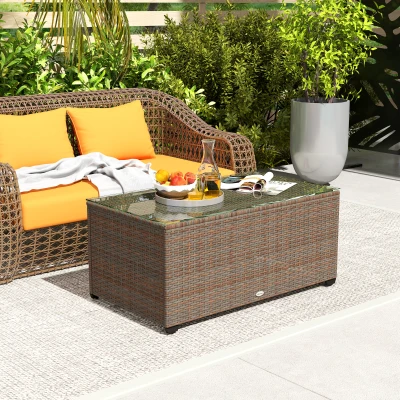 Rattan Side Table 90L x 50W x 38Hcm Brown