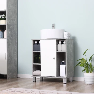 kleankin Mobiletto sottolavabo 60cm x 30cm x 68cm Grigio