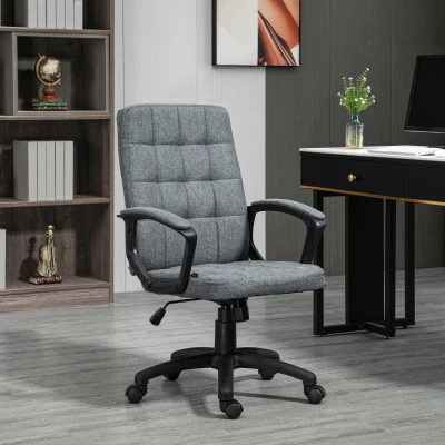 Vinsetto Silla de Escritorio Giratorio con Altura Ajustable y Reposabrazos Estilo Moderno 59x63x96-105,5 cm Gris Oscuro