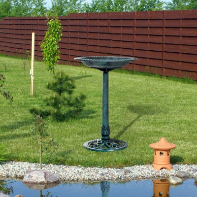 Outsunny Garden Bird Bath Feeder Stand 50cm Green